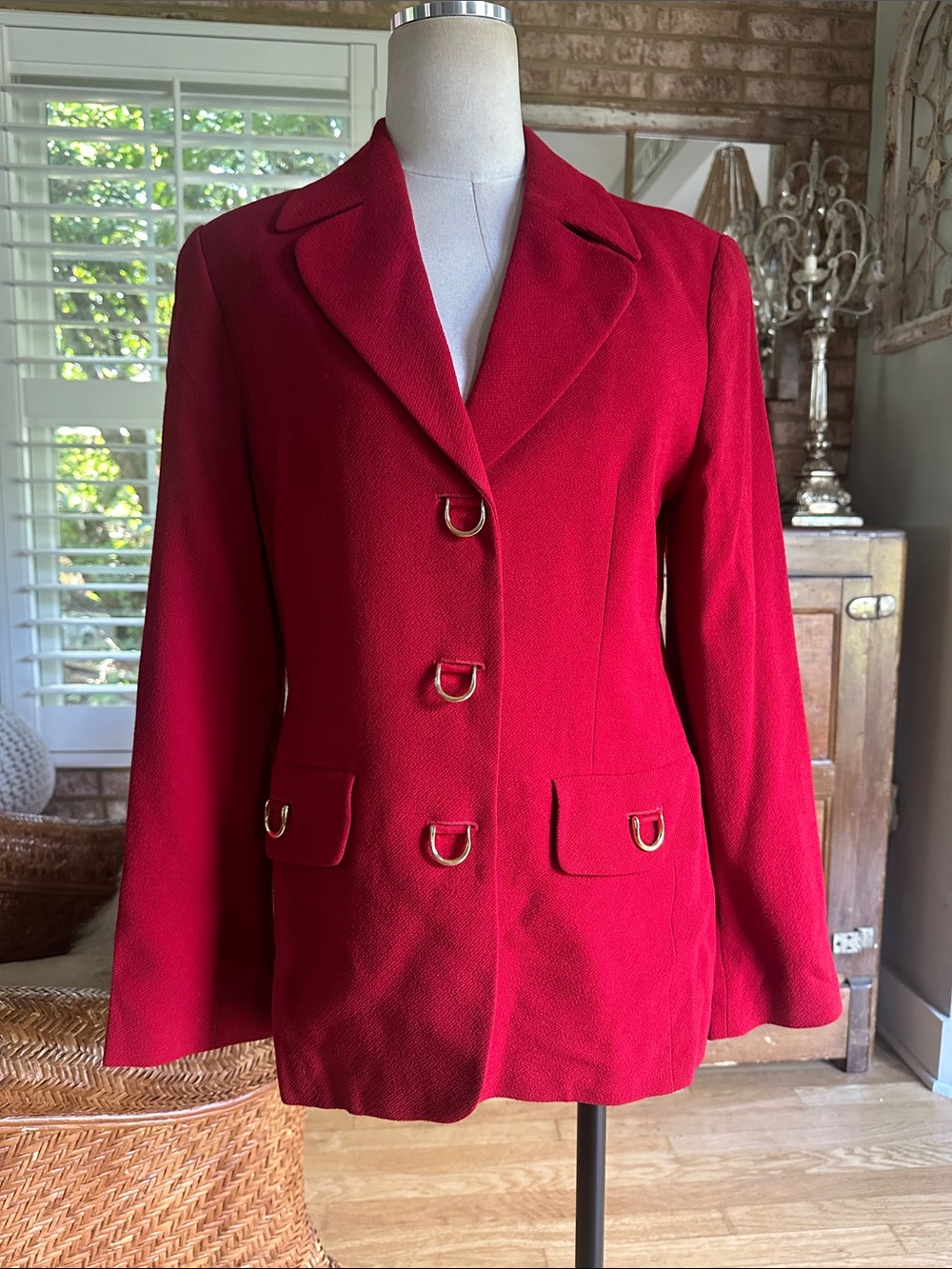 WEILL LUXURY EUROPE RED WOOL BLAZER JACKET 40